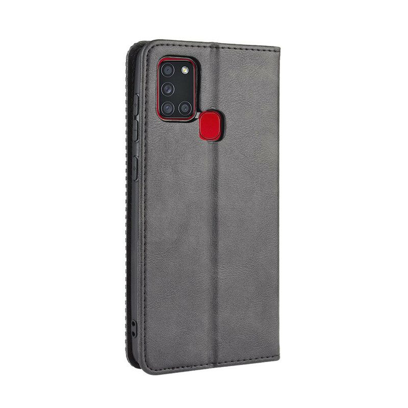 Schutzhülle Für Samsung Galaxy A21s Flip Case Stilisierter Vintage-ledereffekt