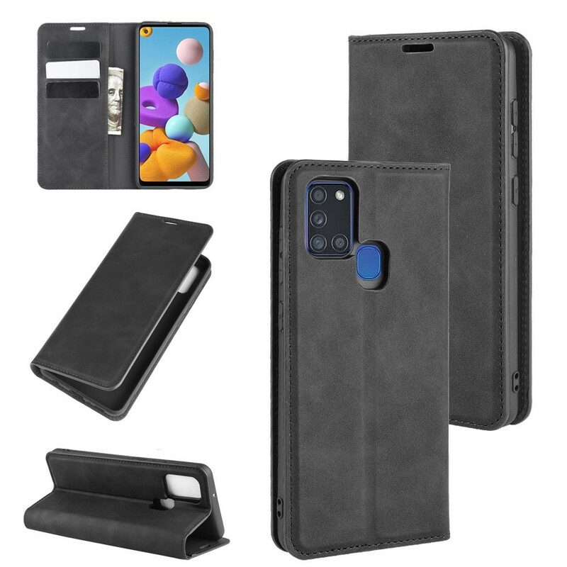 Schutzhülle Für Samsung Galaxy A21s Flip Case Weicher Ledereffekt