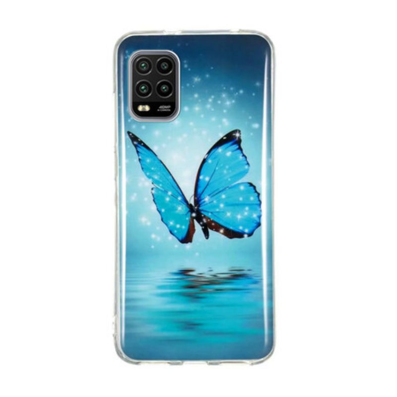 Hülle Für Xiaomi Mi 10 Lite Fluoreszierender Blauer Schmetterling