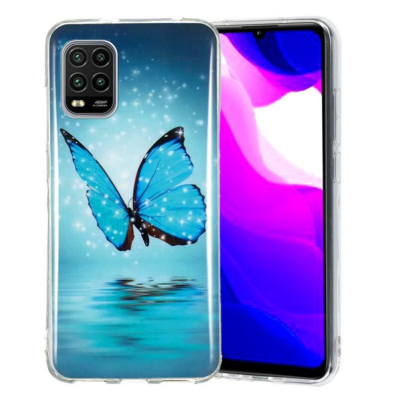 Hülle Für Xiaomi Mi 10 Lite Fluoreszierender Blauer Schmetterling