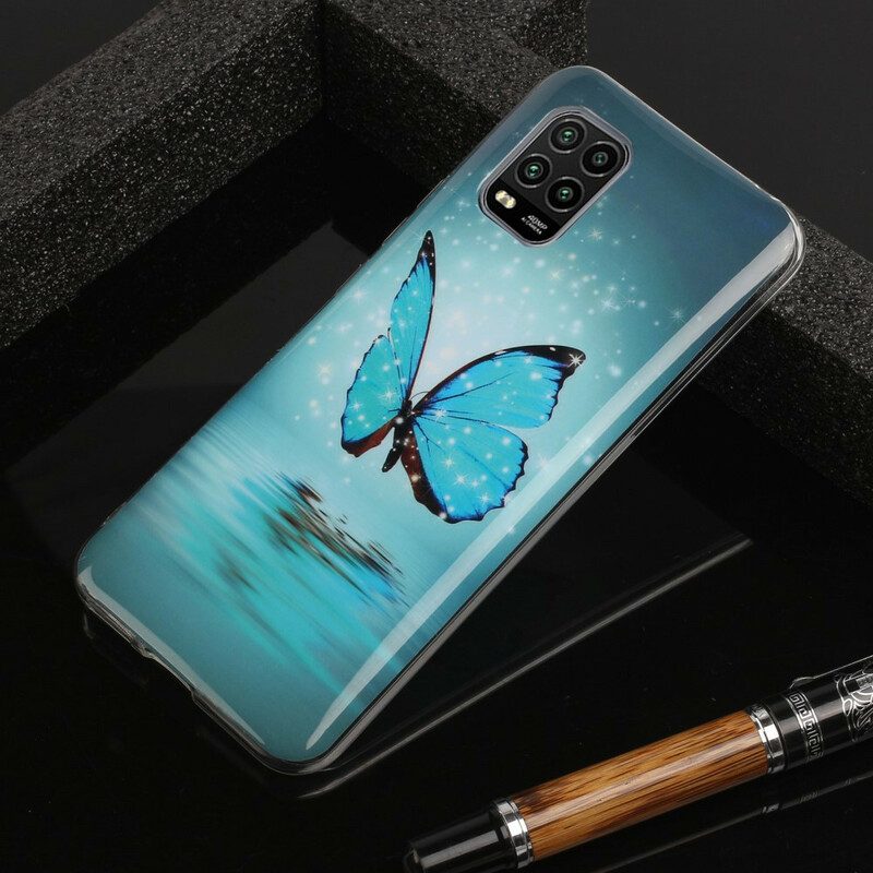 Hülle Für Xiaomi Mi 10 Lite Fluoreszierender Blauer Schmetterling