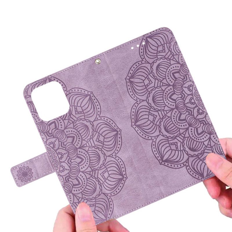 Flip Case Für iPhone 14 Plus Mandala Mit Schlüsselband