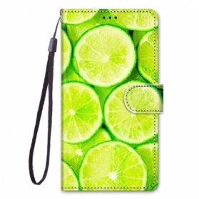 Flip Case Für Xiaomi 12 / 12X Mit Kordel Limettenstreifen