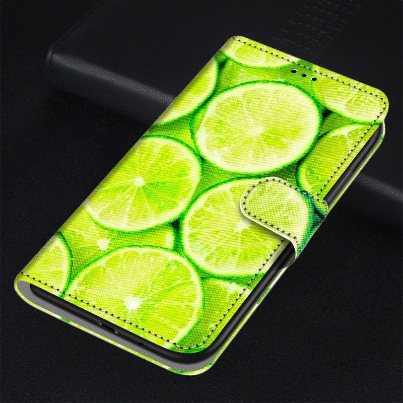 Flip Case Für Xiaomi 12 / 12X Mit Kordel Limettenstreifen