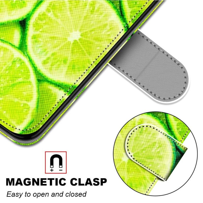 Flip Case Für Xiaomi 12 / 12X Mit Kordel Limettenstreifen