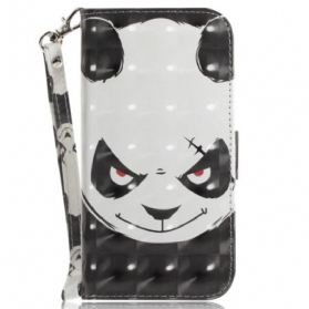 Flip Case Für Xiaomi 12 / 12X Mit Kordel Wütender Panda Mit Schlüsselband