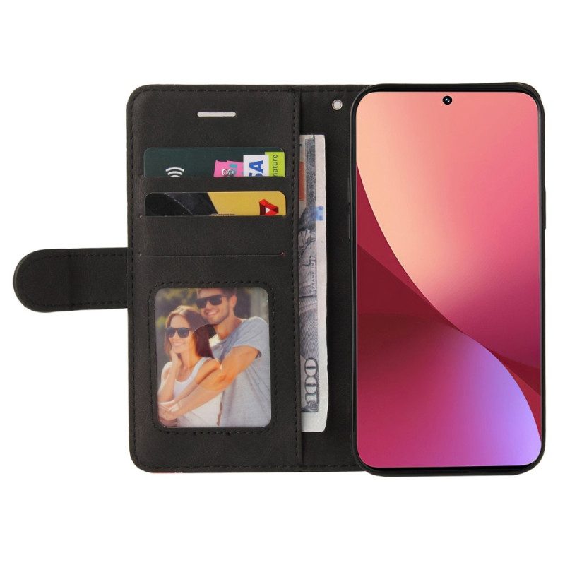 Flip Case Für Xiaomi 12 / 12X Mit Kordel Zweifarbiger Riemen