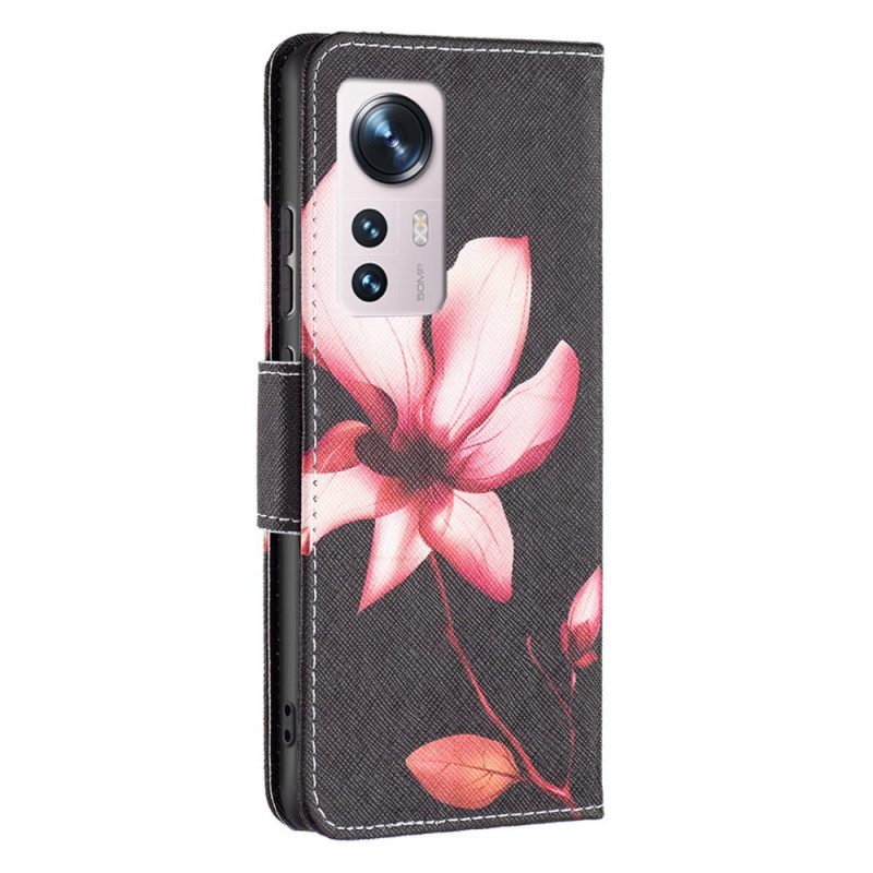 Lederhüllen Für Xiaomi 12 / 12X Pinke Blume