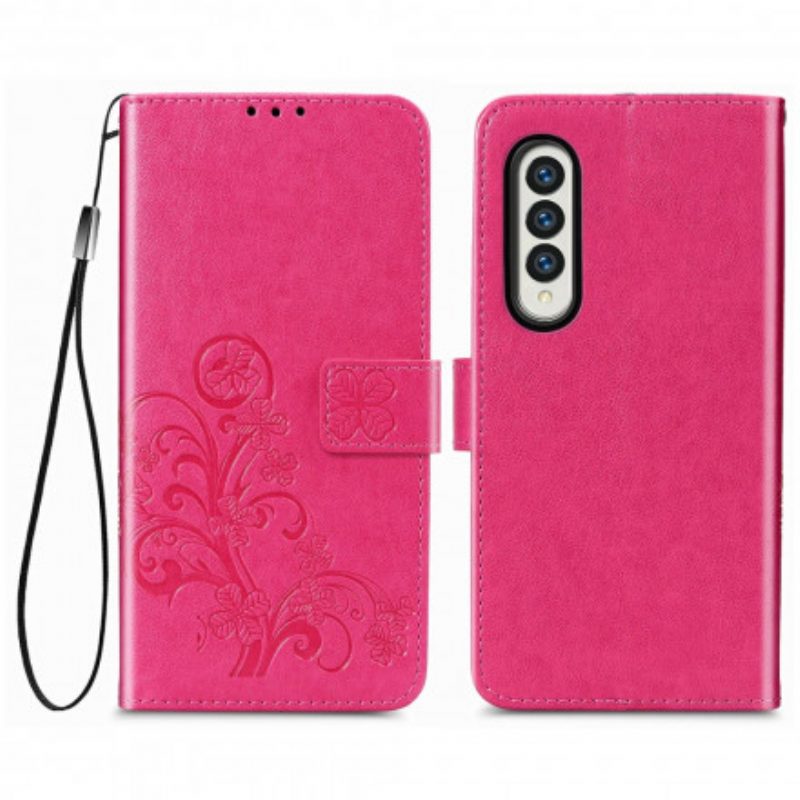 Flip Case Für Samsung Galaxy Z Fold 3 5G Blumen-design Mit Umhängeband