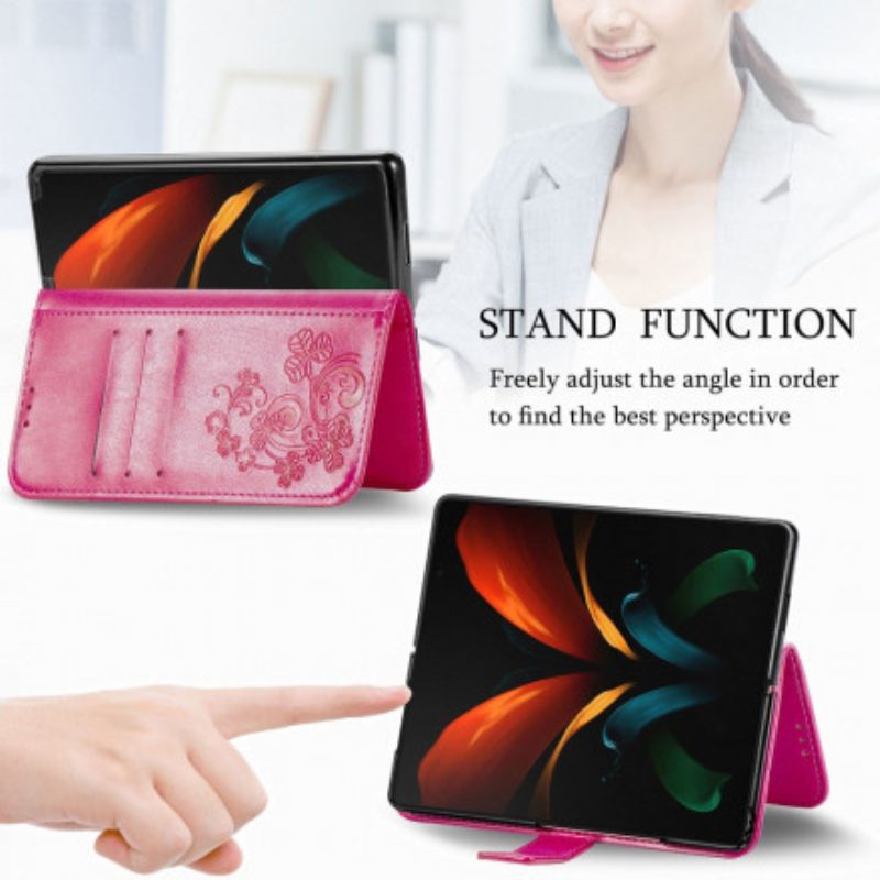 Flip Case Für Samsung Galaxy Z Fold 3 5G Blumen-design Mit Umhängeband