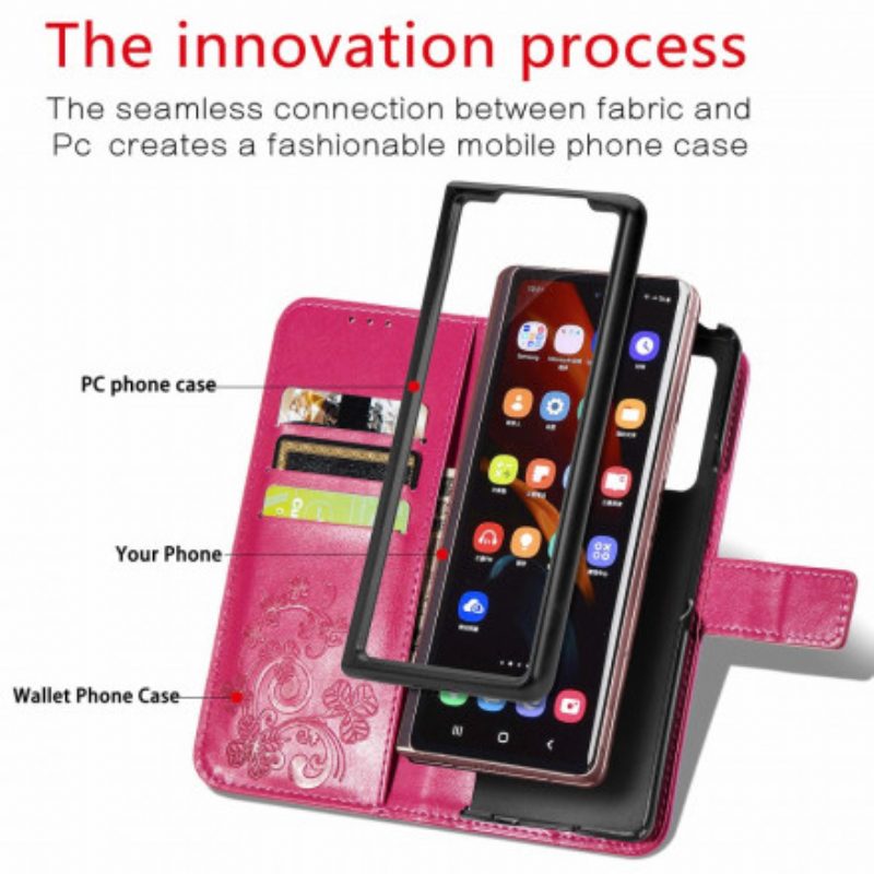 Flip Case Für Samsung Galaxy Z Fold 3 5G Blumen-design Mit Umhängeband