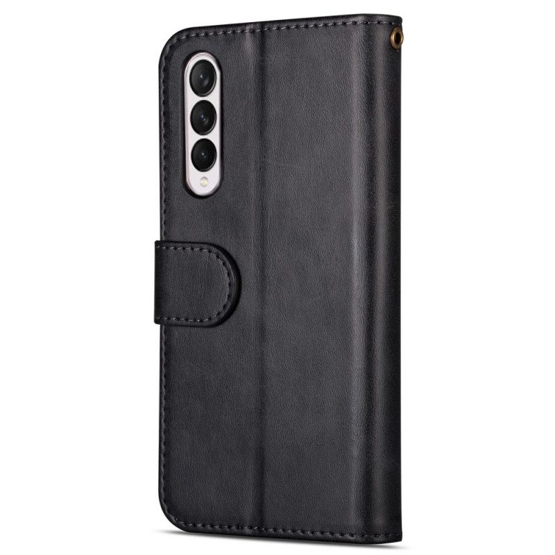 Flip Case Für Samsung Galaxy Z Fold 3 5G Geldbörse Mit Umhängeband