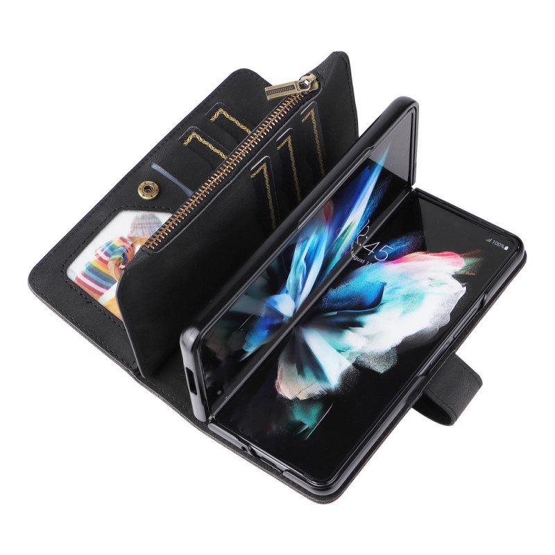 Flip Case Für Samsung Galaxy Z Fold 3 5G Multifunktionaler Kartenhalter