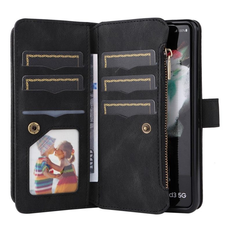 Flip Case Für Samsung Galaxy Z Fold 3 5G Multifunktionaler Kartenhalter