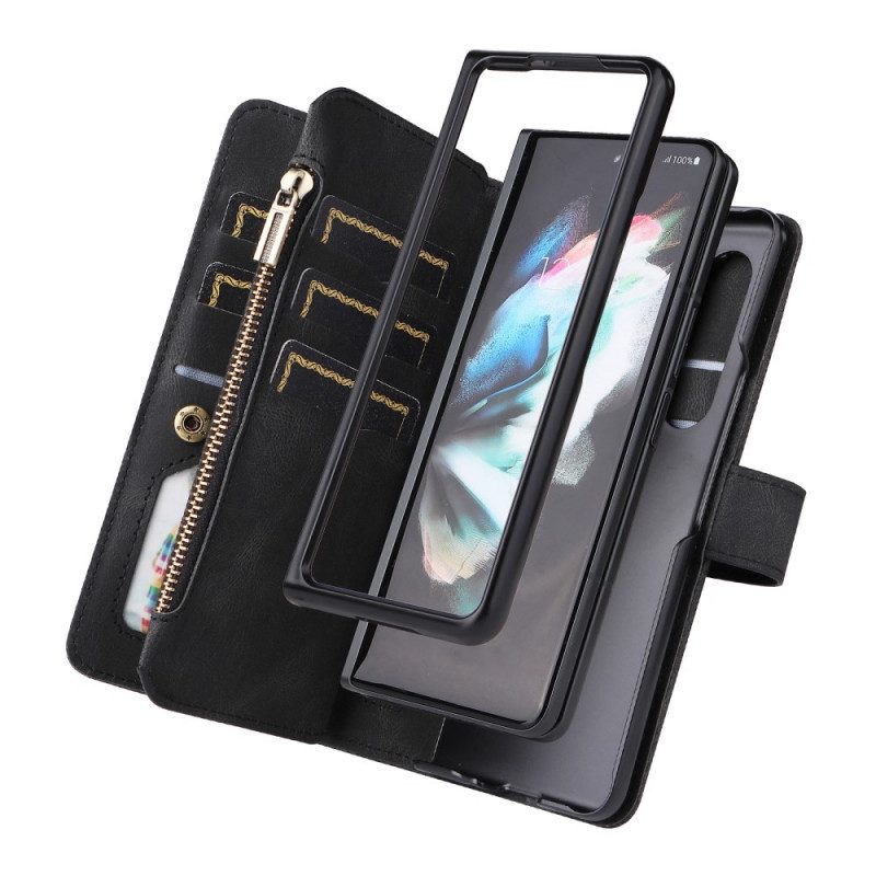 Flip Case Für Samsung Galaxy Z Fold 3 5G Multifunktionaler Kartenhalter