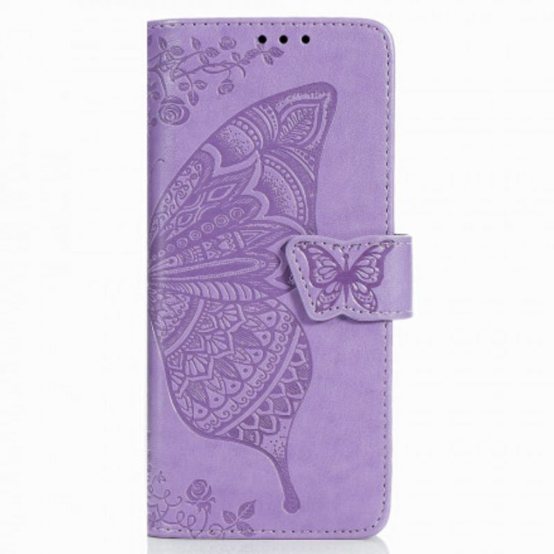 Flip Case Für Samsung Galaxy Z Fold 3 5G Schmetterlingsdesign Mit Umhängeband