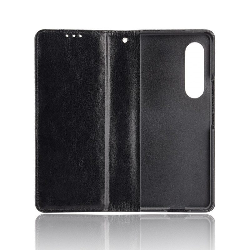 Flip Case Für Samsung Galaxy Z Fold 3 5G Stilisierter Stifthalter In Lederoptik