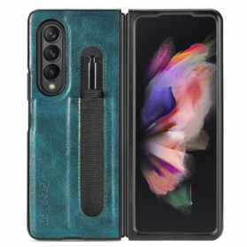 Handyhülle Für Samsung Galaxy Z Fold 3 5G Stylus-halter Aus Leder Im Stil Von Caseneo