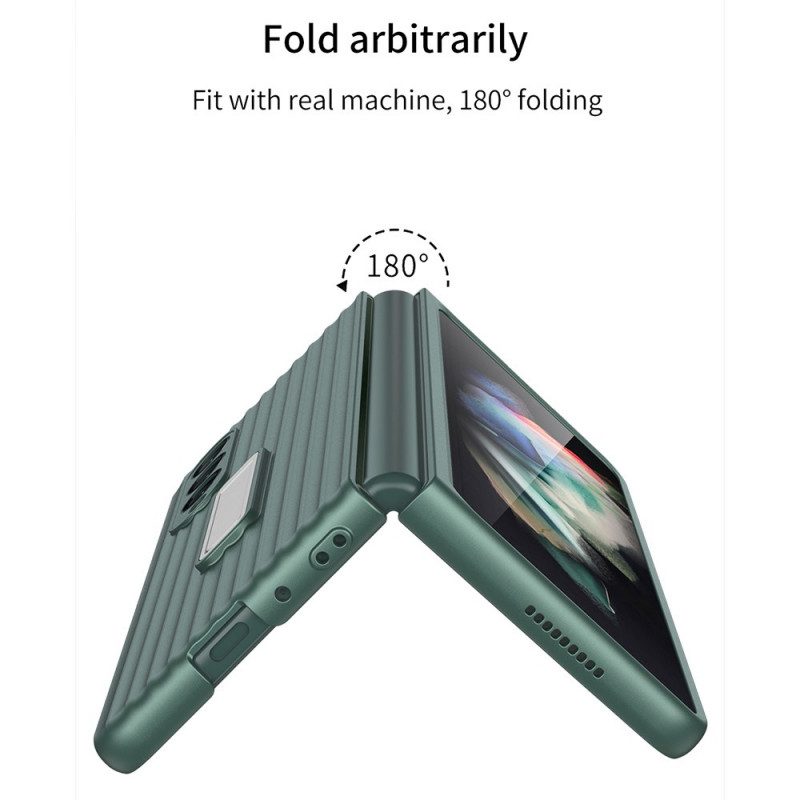 Hülle Für Samsung Galaxy Z Fold 3 5G Strukturierte Rückseite Und Displayschutzfolie Gkk