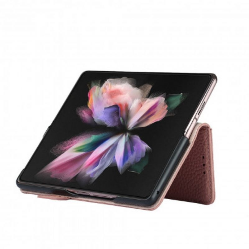 Lederhüllen Für Samsung Galaxy Z Fold 3 5G Echtes Litschi-leder