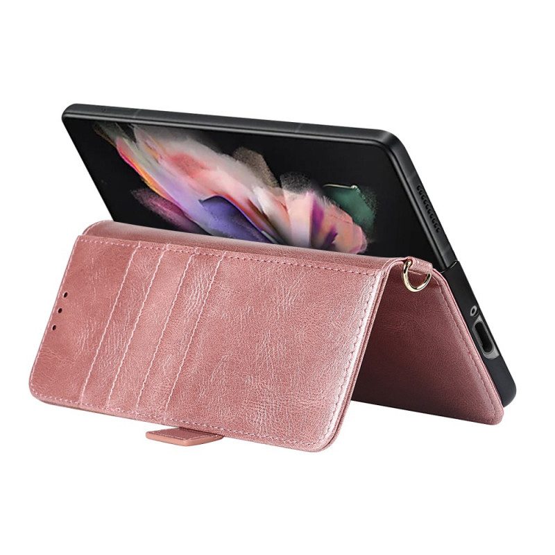 Lederhüllen Für Samsung Galaxy Z Fold 3 5G Flip Case Doppelte Stifthalterklappe