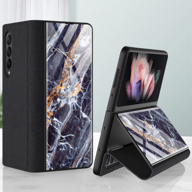 Schutzhülle Für Samsung Galaxy Z Fold 3 5G Flip Case Gehärtetes Glas Mit Marmoreffekt