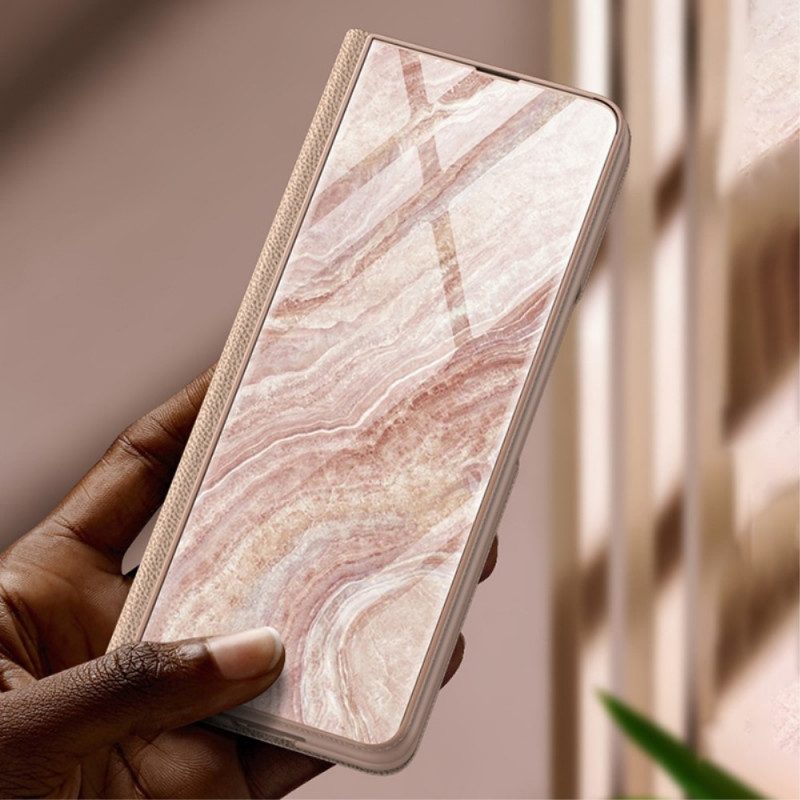 Schutzhülle Für Samsung Galaxy Z Fold 3 5G Flip Case Gehärtetes Glas Mit Marmoreffekt