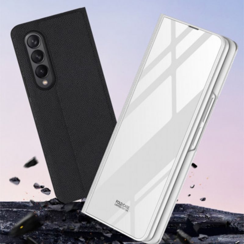 Schutzhülle Für Samsung Galaxy Z Fold 3 5G Flip Case Gehärtetes Glas Und Kunstleder