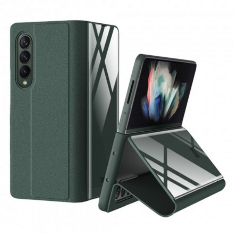 Schutzhülle Für Samsung Galaxy Z Fold 3 5G Flip Case Gehärtetes Glas Und Kunstleder