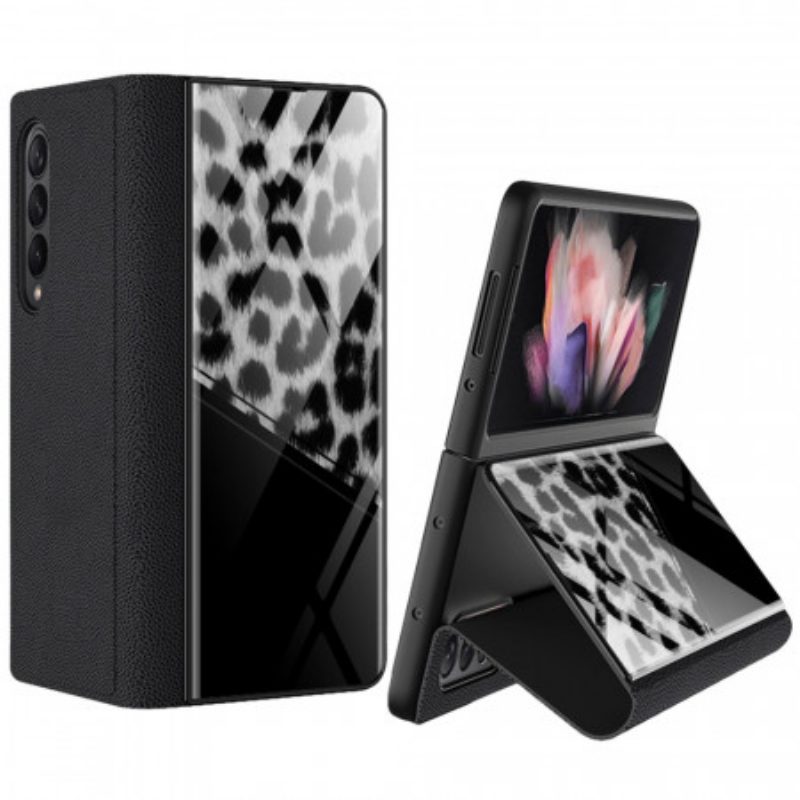 Schutzhülle Für Samsung Galaxy Z Fold 3 5G Flip Case Gehärtetes Leopardenglas