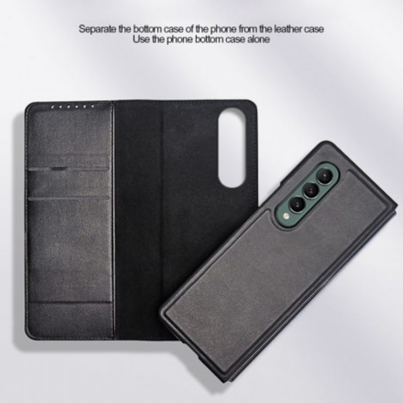 Schutzhülle Für Samsung Galaxy Z Fold 3 5G Flip Case Hautberührendes Spaltleder