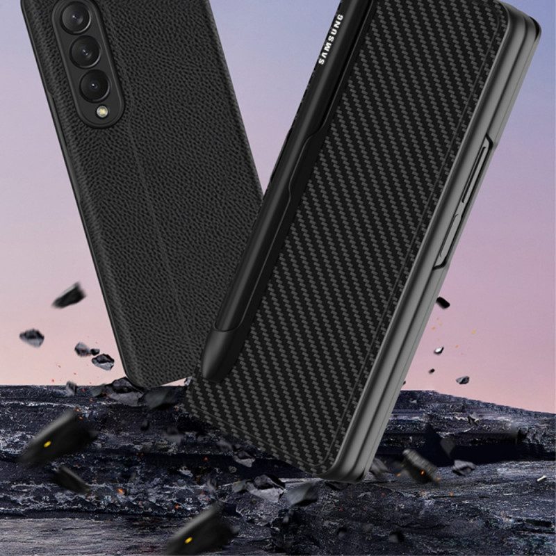 Schutzhülle Für Samsung Galaxy Z Fold 3 5G Flip Case Stifthalter Aus Karbonfaser