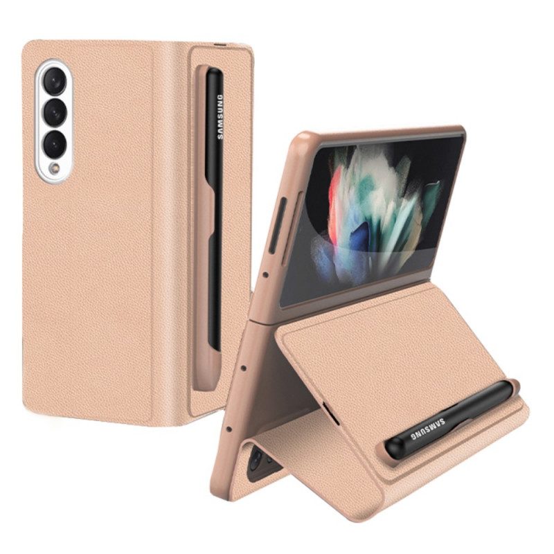 Schutzhülle Für Samsung Galaxy Z Fold 3 5G Flip Case Stifthalter Aus Kunstleder