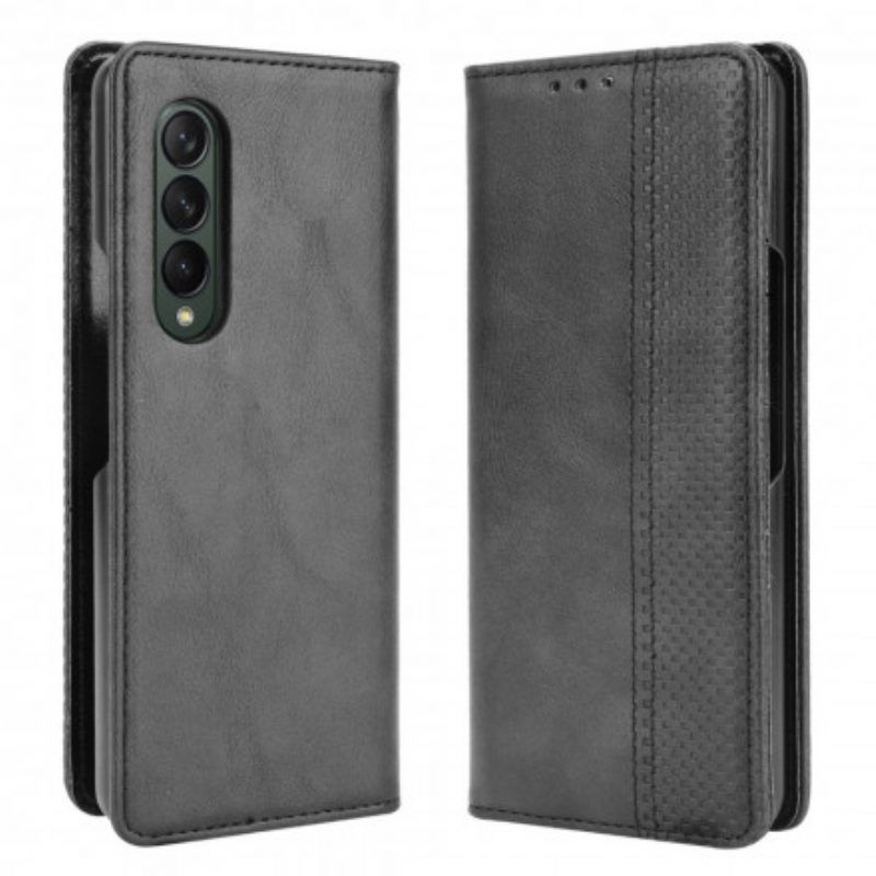 Schutzhülle Für Samsung Galaxy Z Fold 3 5G Flip Case Stilisierter Ledereffekt