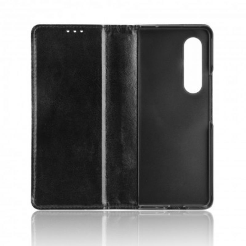 Schutzhülle Für Samsung Galaxy Z Fold 3 5G Flip Case Stilisierter Ledereffekt