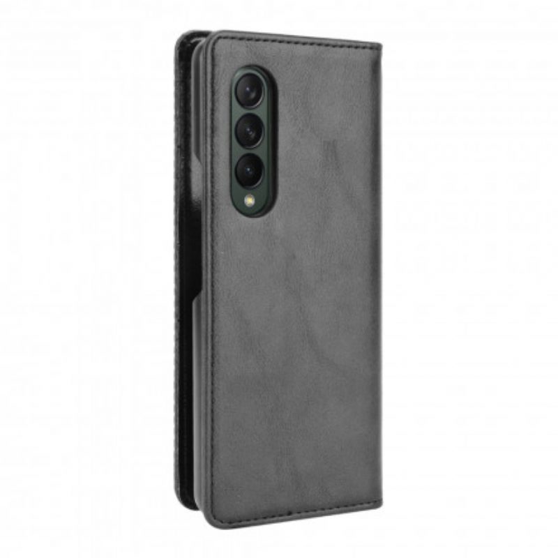 Schutzhülle Für Samsung Galaxy Z Fold 3 5G Flip Case Stilisierter Ledereffekt