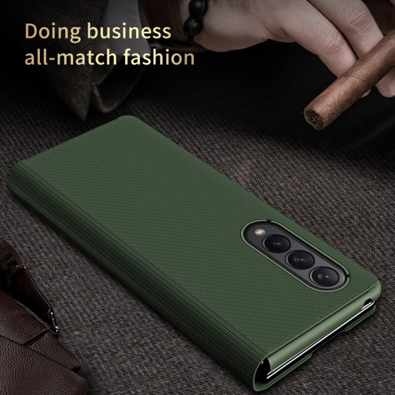 Schutzhülle Für Samsung Galaxy Z Fold 3 5G Flip Case Stilvolle Kohlefaser