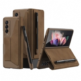 Schutzhülle Für Samsung Galaxy Z Fold 3 5G Flip Case Stylus-halter Aus Gkk-kunstleder