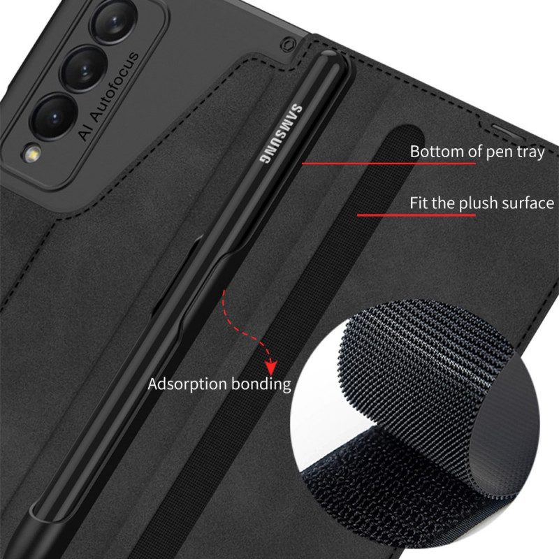 Schutzhülle Für Samsung Galaxy Z Fold 3 5G Flip Case Stylus-halter Aus Gkk-kunstleder