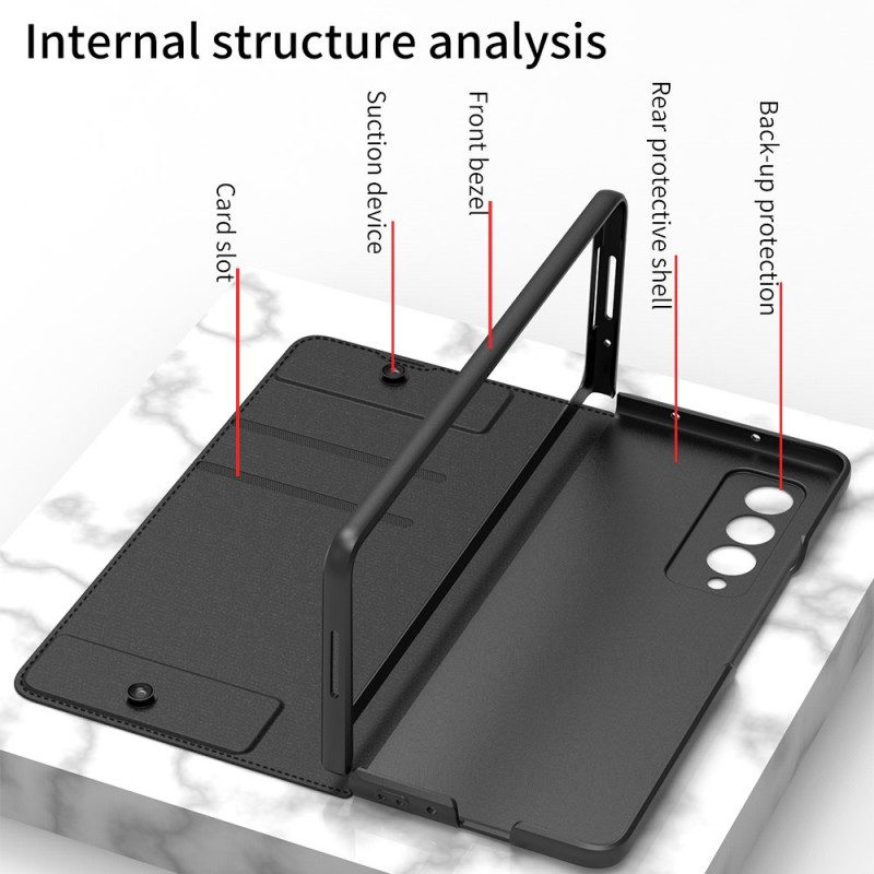 Schutzhülle Für Samsung Galaxy Z Fold 3 5G Flip Case Stylus-halter Aus Gkk-kunstleder