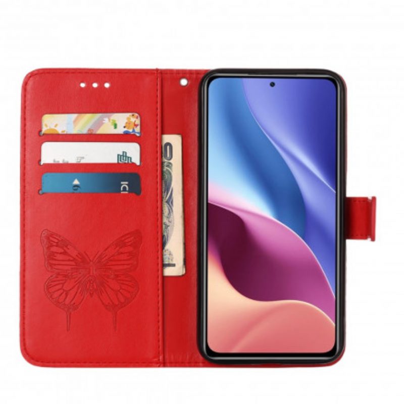 Flip Case Für Xiaomi Mi 11i 5G Schmetterlingsdesign Mit Umhängeband