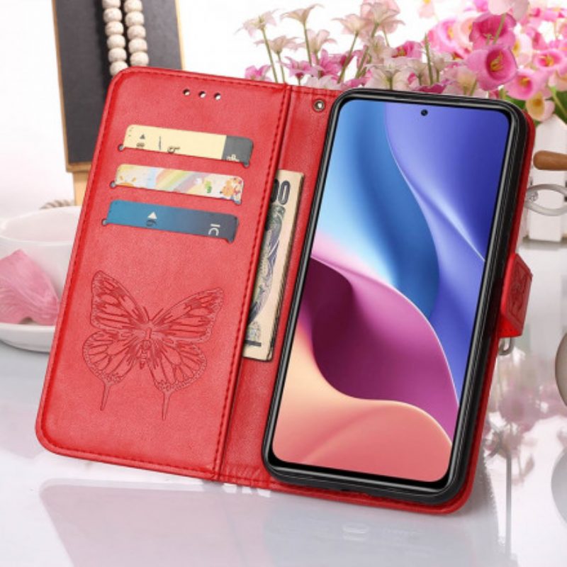 Flip Case Für Xiaomi Mi 11i 5G Schmetterlingsdesign Mit Umhängeband