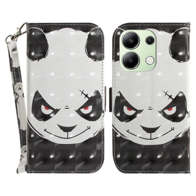 Lederhüllen Für Xiaomi Redmi Note 13 4g Wütender Panda Mit Riemen