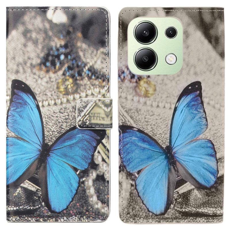 Lederhüllen Xiaomi Redmi Note 13 4g Handyhülle Blauer Schmetterling