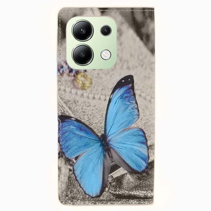 Lederhüllen Xiaomi Redmi Note 13 4g Handyhülle Blauer Schmetterling