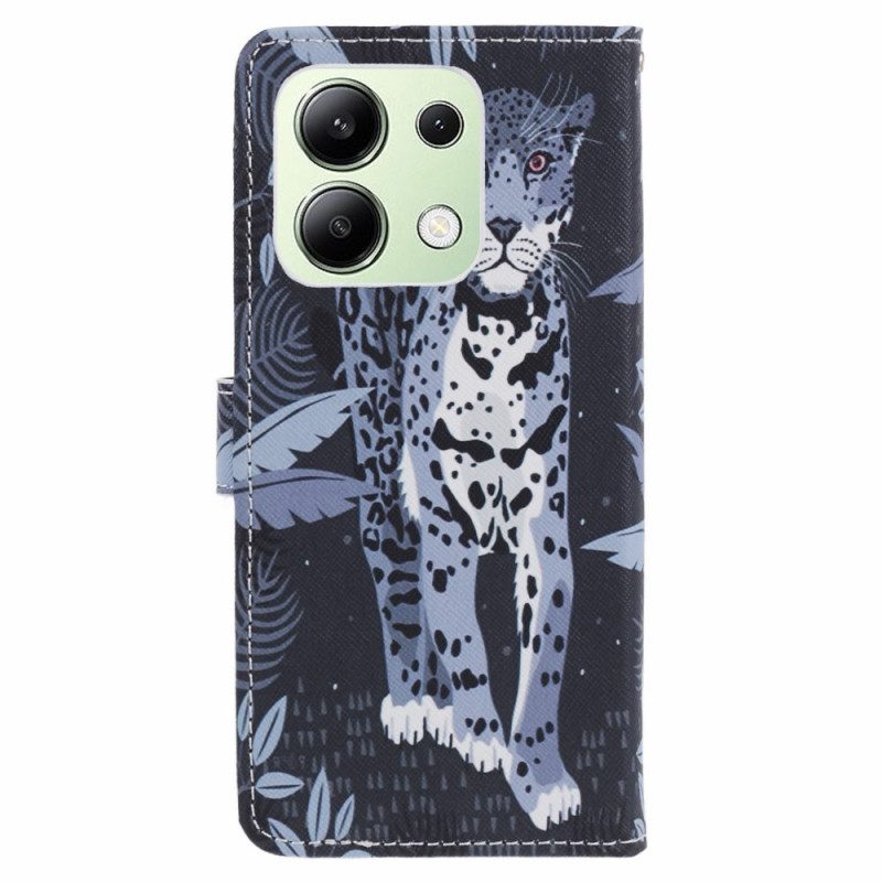 Lederhüllen Xiaomi Redmi Note 13 4g Handyhülle Leopardenriemen