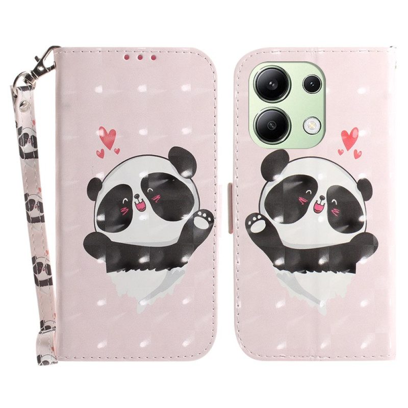 Lederhüllen Xiaomi Redmi Note 13 4g Handyhülle Panda Love Mit Riemen