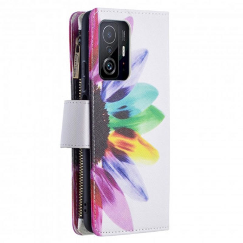 Flip Case Für Xiaomi 11T / 11T Pro Blumentasche Mit Reißverschluss