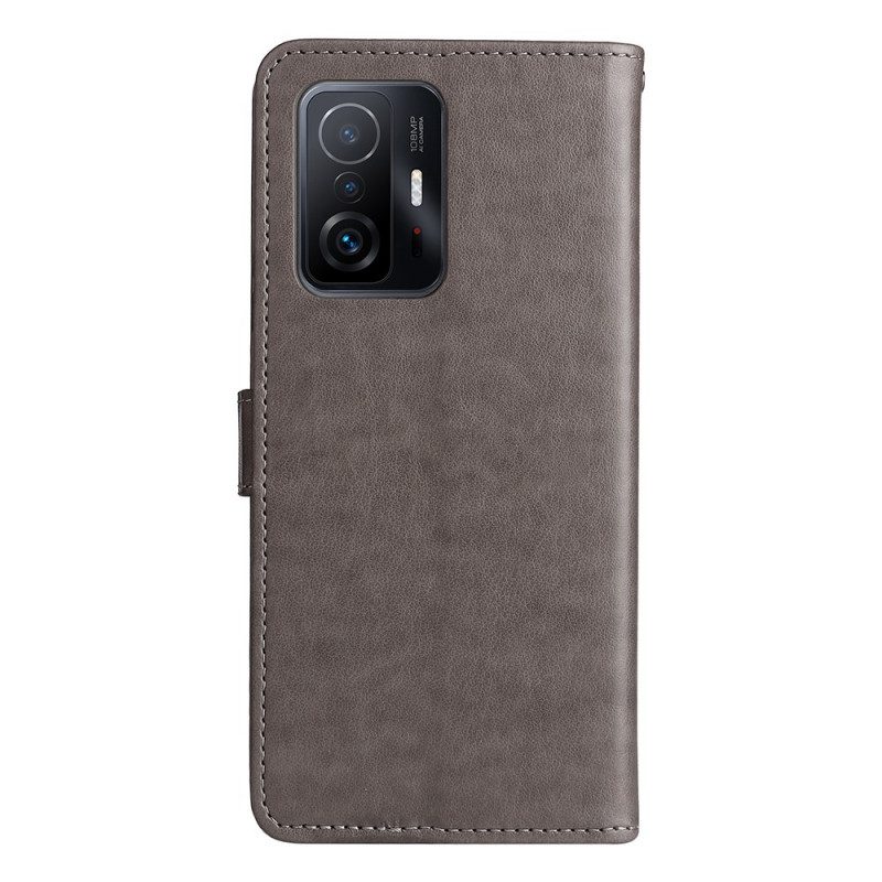 Flip Case Für Xiaomi 11T / 11T Pro Mit Kordel Katze Und Biene Mit Schlüsselband