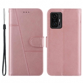 Flip Case Für Xiaomi 11T / 11T Pro Mit Kordel Riemchen-geo-ledereffekt